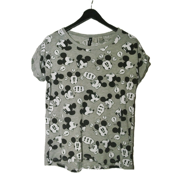 🟪 H&M x Disney Mickey Mouse women's xS grey short sleeve t-shirt - Picture 1 of 3